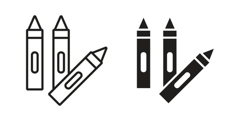 Crayon icon in flat and liner trendy style for app ui designs