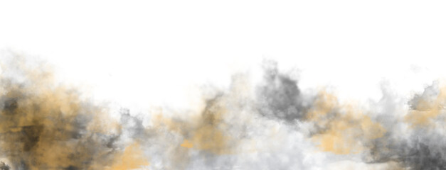 Abstract grey and dark brown smoke effect isolated on transparent background, rising fog vapor or fire steam overlay, graphic design element