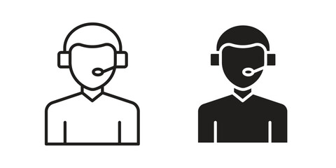 Callcenter icon in flat and liner trendy style for app ui designs