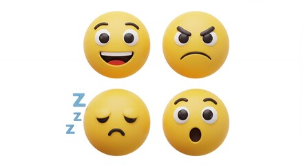 Fototapeta premium Set of digital emoticon faces for educational and commercial use