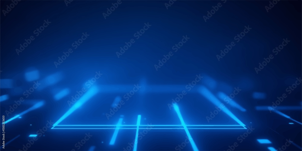 Poster abstract blue technology background with futuristic digital lines and glowing light patterns