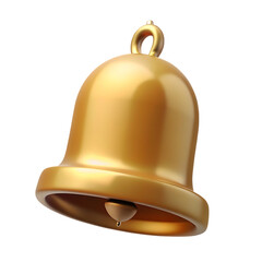 Elegant Golden Bell 3D Render: Shiny, Realistic, Notification Icon, Award, Christmas Decoration