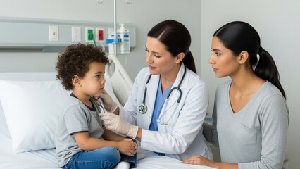 Obraz premium Pediatrician Examining Child with Parent Present