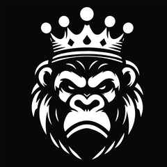 gorilla logo vector wearing a crown