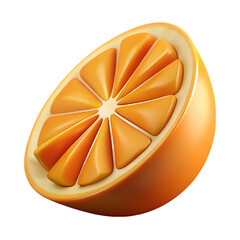 Juicy Orange Half, 3D Render, Realistic Citrus Fruit, Vibrant Color, Isolated on Black Background, Perfect...