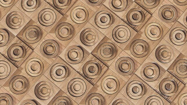 Detailed circular carved wood animation for decorative surface.