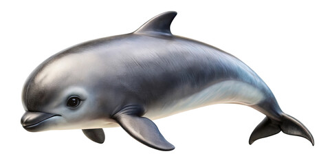 Fototapeta premium A realistic 3d render of a playful dolphin swimming gracefully with a friendly expression isolated on transparent background