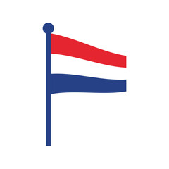 Red and Blue Stripes on Flagpole – Netherlands Emblem Vector Design