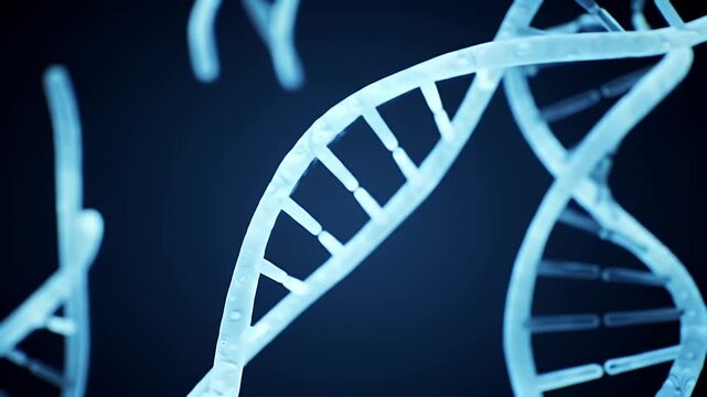 Blue Double Helix Dna Strand Molecule Structure Genetic Research and Innovation Biomedical Visualization on Dark Background for Adobe Stock