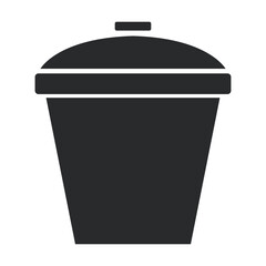 Black vector trash can icon isolated on white, a classic garbage bin for waste recycling