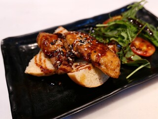 Seared Foie Gras on Toast with Salad Greens and Balsamic Glaze