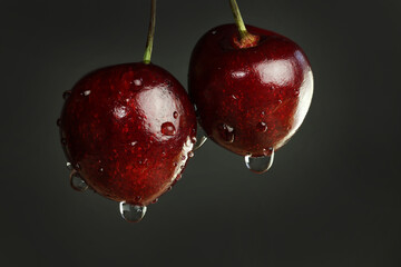 Ripe delicious vinya berry with drops of water. 