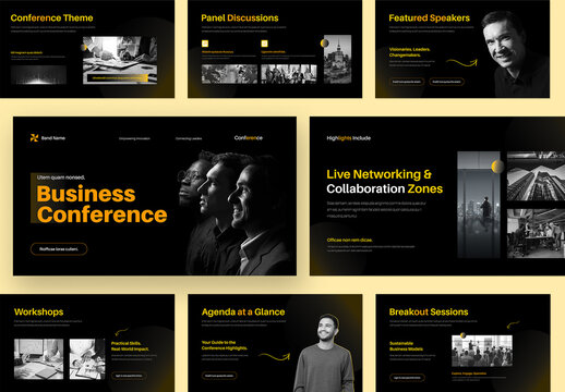 Modern Business Conference Presentation Template with Gradient