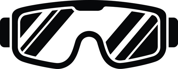 Black and White Vector Illustration of Safety Goggles Protective Eyewear or Sports Glasses for Skiing Snowboarding or Industrial Use Simple Graphic Isolated on White Background