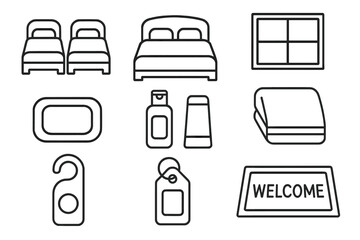 Camping and hiking linear icon set. adventure, outdoor exploration, eco icons collection