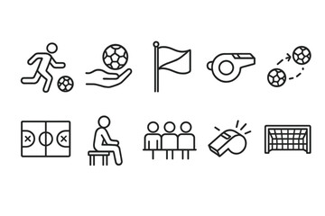 Fototapeta premium Sports and games outline icon set. fitness, exercise, training, equipment collection