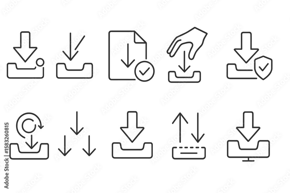 Poster technology and ai line icon set. robotics, innovation, vr, biometrics icons collection