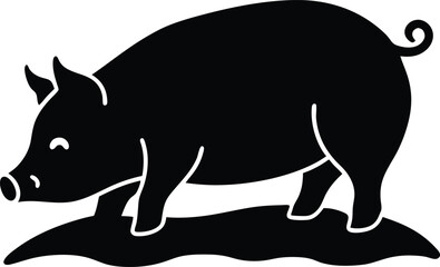black silhouette of a pig