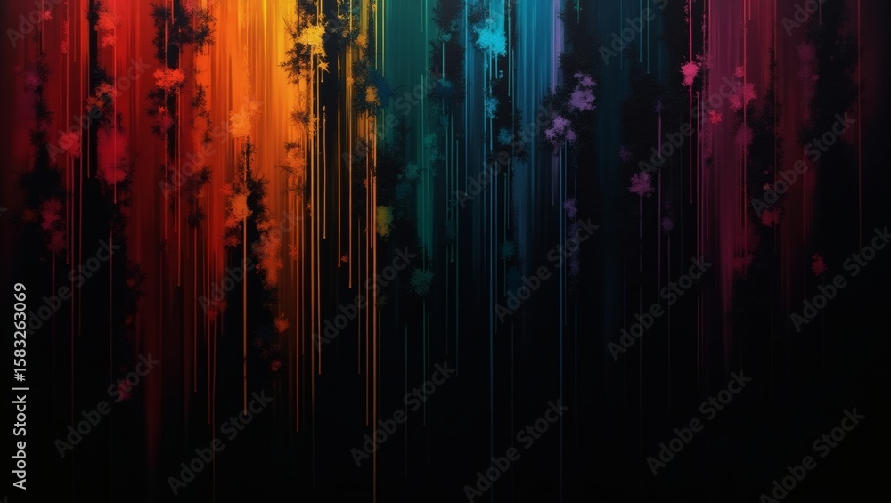 Poster abstract image featuring a vibrant interplay of colors, creating a visually striking display