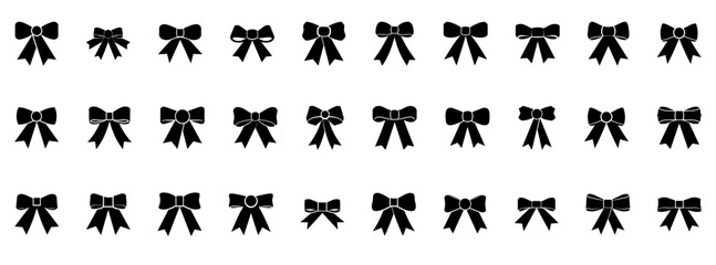 black bows decoration holiday icons