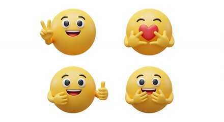 Naklejka premium Emoji expressions set graphic illustration
