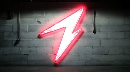 Neon graphic on brick wall