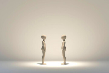Two abstract two-dimensional humanoid figures in modern flat design style, minimalist composition, bold colors, vector art—ideal for tech, design, or conceptual use