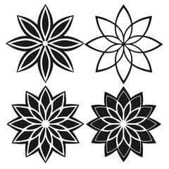 Fototapeta premium Four black floral ornaments white symmetrical