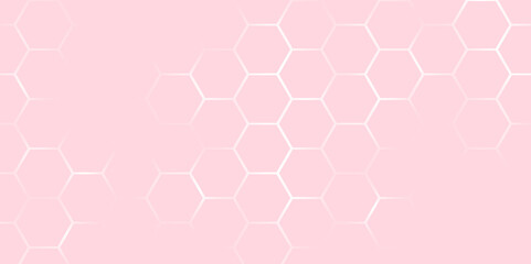 Geometric hexagonal patterns form an abstract honeycomb background, creating a seamless and modern vector illustration with a technological feel