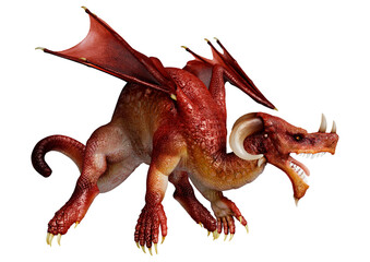 3D Rendering Fairy Tale Dragon on White