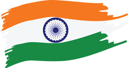 A sketchy doodle of the Indian flag, including the Ashoka Chakra. Creative and informal patriotic art on a transparent background.