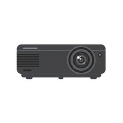 Black Data Projector with Circular Lens on Flat Surface in Office Environment
