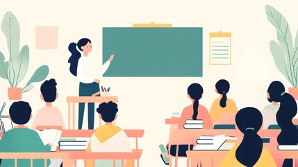 Teachers are giving a lesson to the students in class.