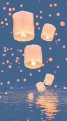 Wish lamp in the night sky