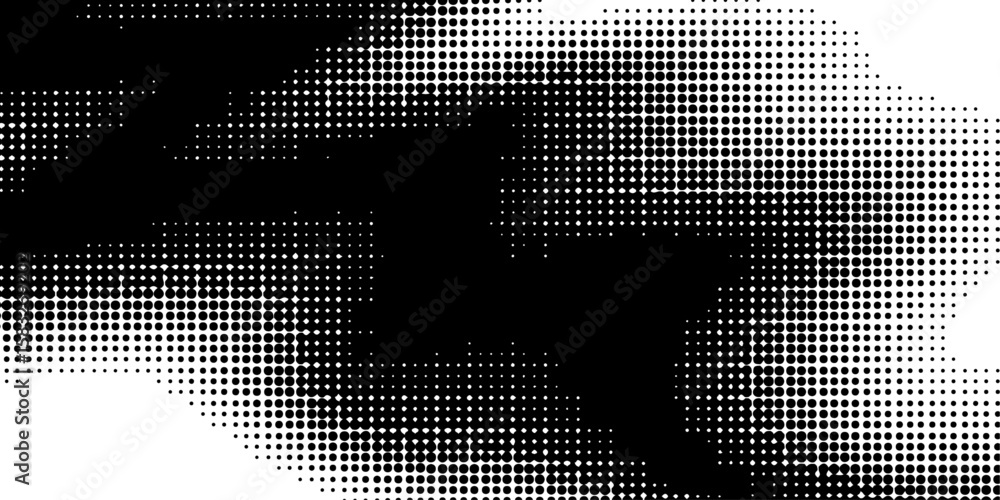 Aufkleber black and white pixelated world map illustration with a mosaic-like dot pattern and digital line tec