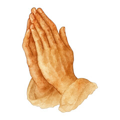 PNG Watercolor hands in prayer.