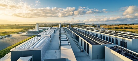 Panoramic view of a futuristic data interface with glowing analytics and digital network systems