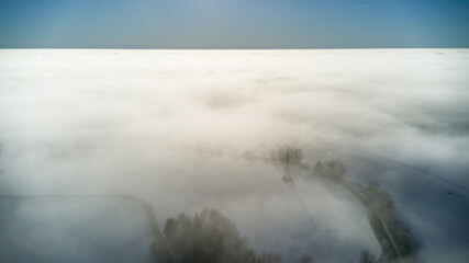 View of the snowy Czech landscape during an inversion
