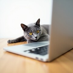 cat with laptop