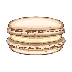 Elegant White Macaron with Cream Filling Illustration
