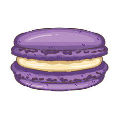 Purple Macaron with Nut Topping Illustration