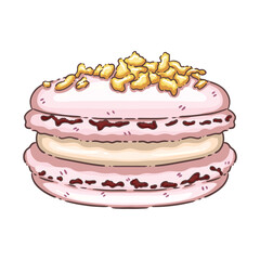 Holiday Macaron with Cinnamon and Snowflake Illustration