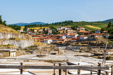 Panoramic View of the Village of Añana from the Salinas de Añana in the Spanish Basque Country