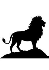 Obraz premium Regal Lion Silhouette Standing on Hill – Vector Illustration