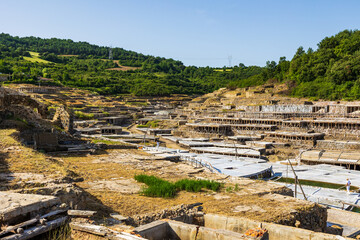 Traditional Terraced Salt Pans Dating Back to Roman Times at the Salinas de Añana in the Spanish...