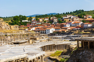 Panoramic View of the Village of Añana from the Salinas de Añana in the Spanish Basque Country