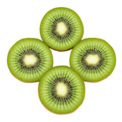 Fototapeta premium Fresh Green Kiwi Fruit Slices On Transparent Background