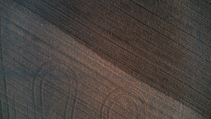 plowed field from a bird's eye view
