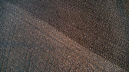 plowed field from a bird's eye view