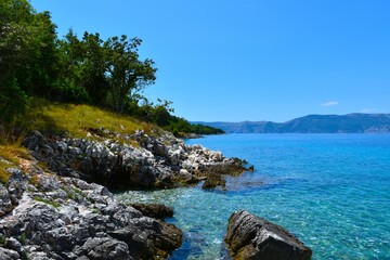 Rocky shore of the Adriatic sea at Krk island in Croatia